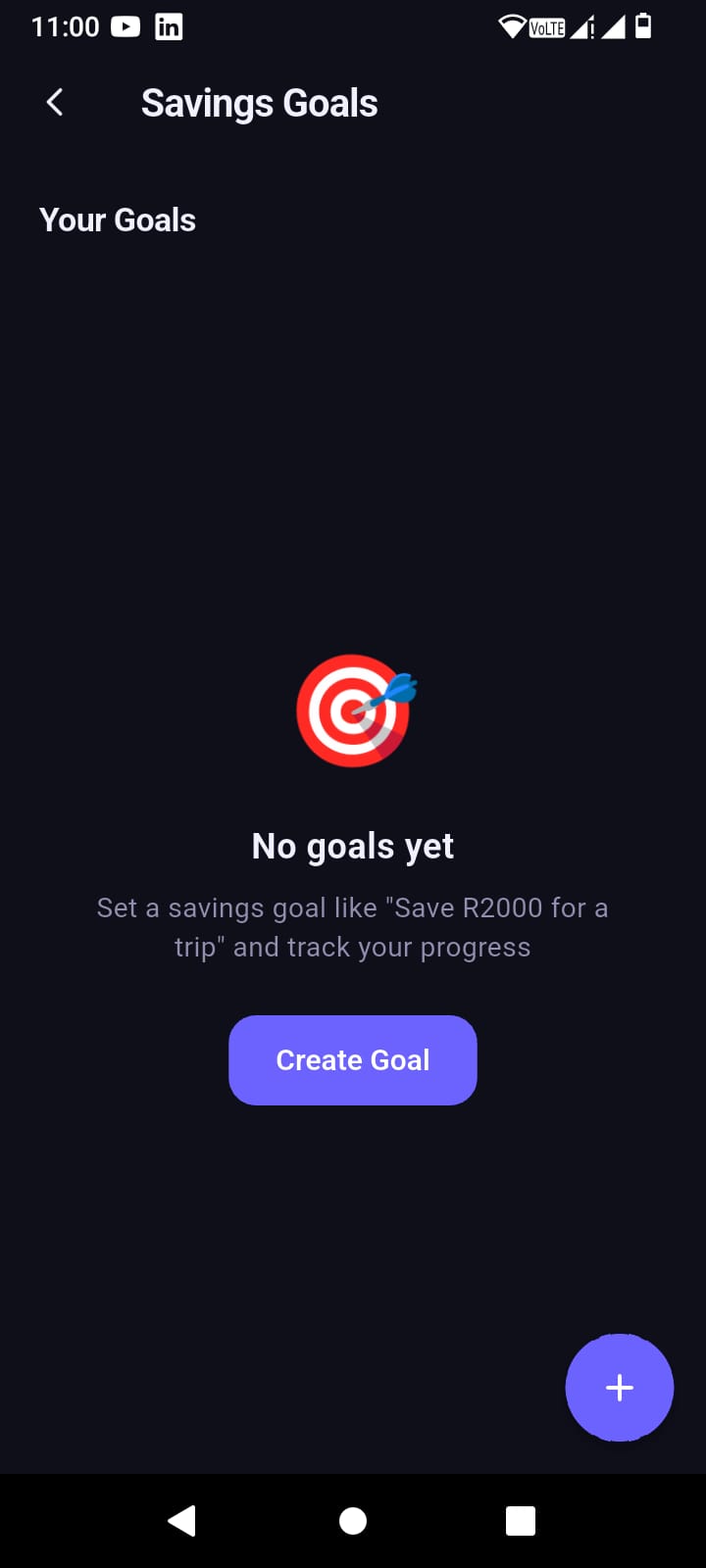 Savings goals progress screen