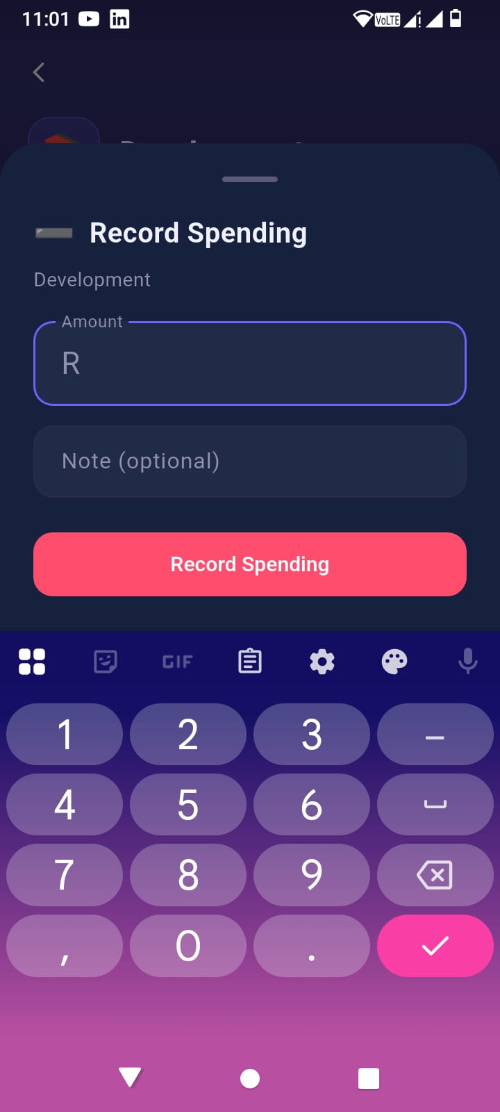 Real-time spending tracker